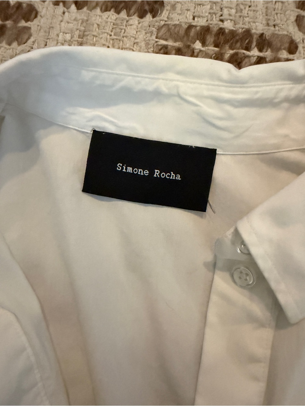 Simone Rocha White Ruffled Poplin Button-Up Blouse - Picture 4 of 6